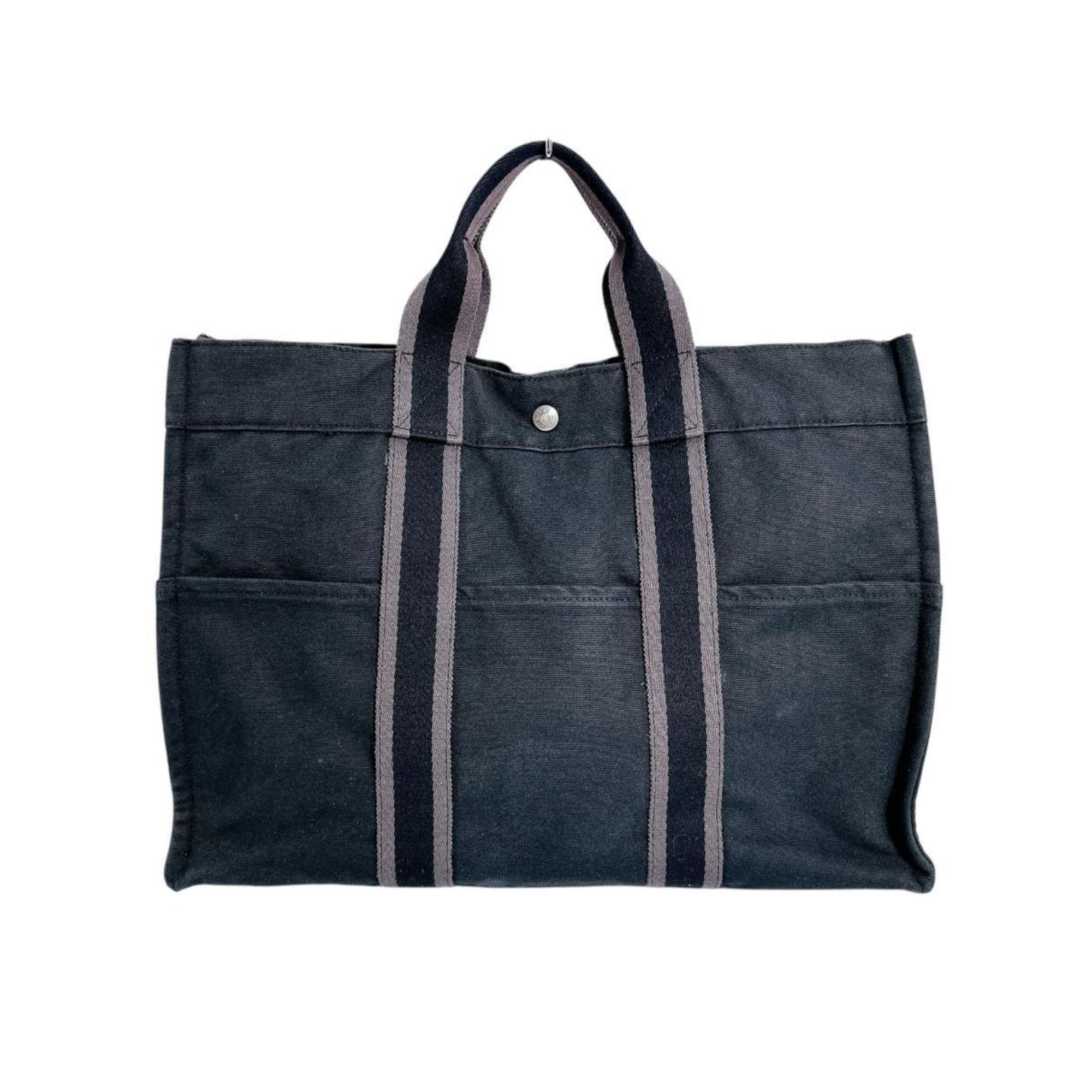 Hermes Hermès HERMES Tote Bag MM Air Line Canvas Black Size ONE SIZE - 1 Thumbnail