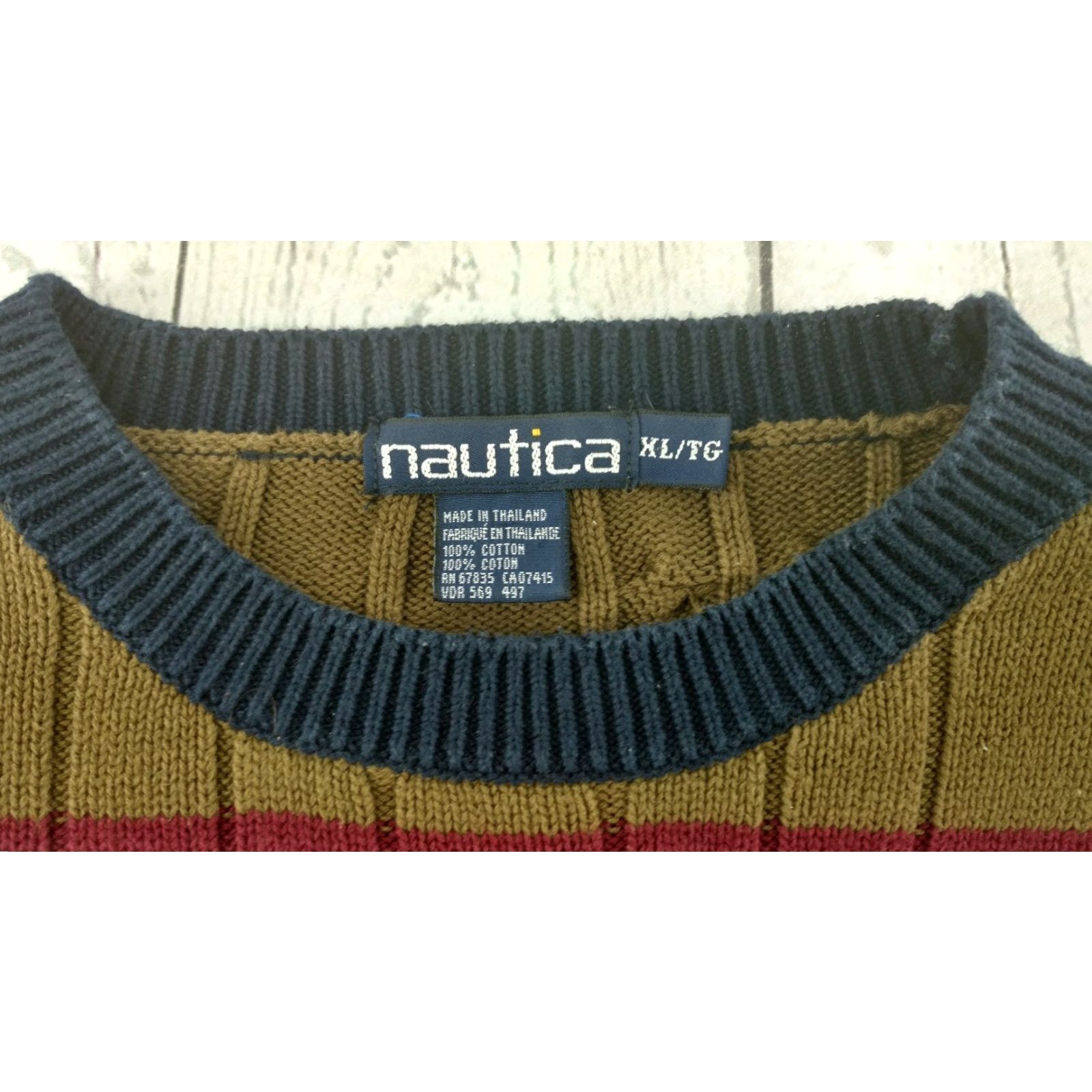 Nautica Nautica Men XL multi-color crew neck cotton cable-knit sweater Size US XL / EU 56 / 4 - 5 Thumbnail
