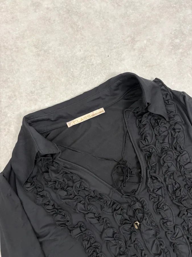 Roberto Cavalli 2000s Roberto Cavalli Black Ruched Cuff Wrapped Blouse Size S / US 4 / IT 40 - 5 Thumbnail