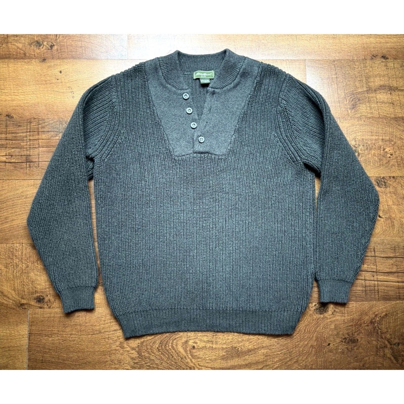 Eddie Bauer VINTAGE Eddie Bauer Sweater Henley Knit Mens M Green Cotton Ribbed Crew Neck 2000s Size US M / EU 48-50 / 2 - 2 Thumbnail