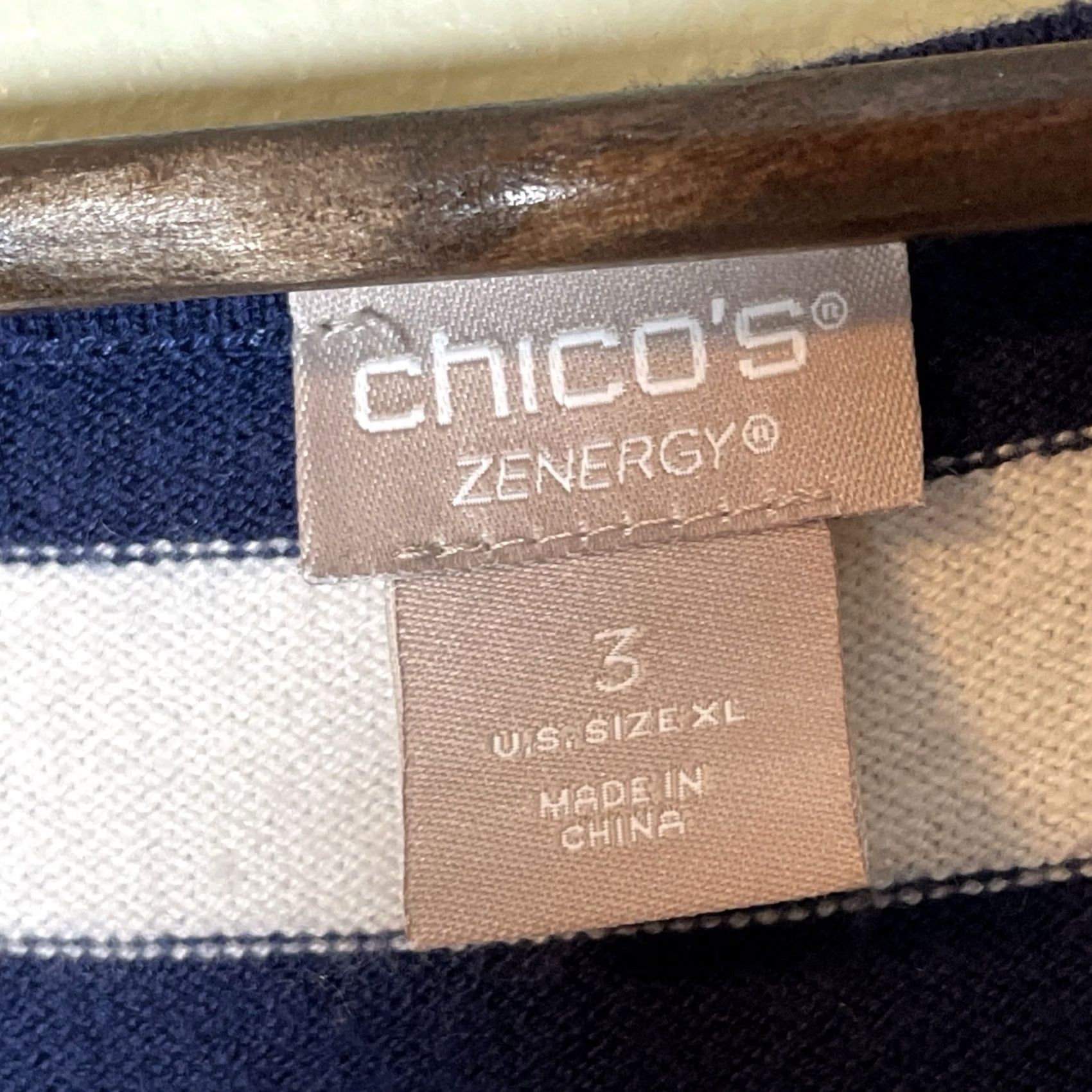Vintage Chico’s Zenergy Striped Knit Tunic Sweater XL Blue Women Regular Long Sleeve Round Neck) Size XL / US 12-14 / IT 48-50 - 2 Thumbnail