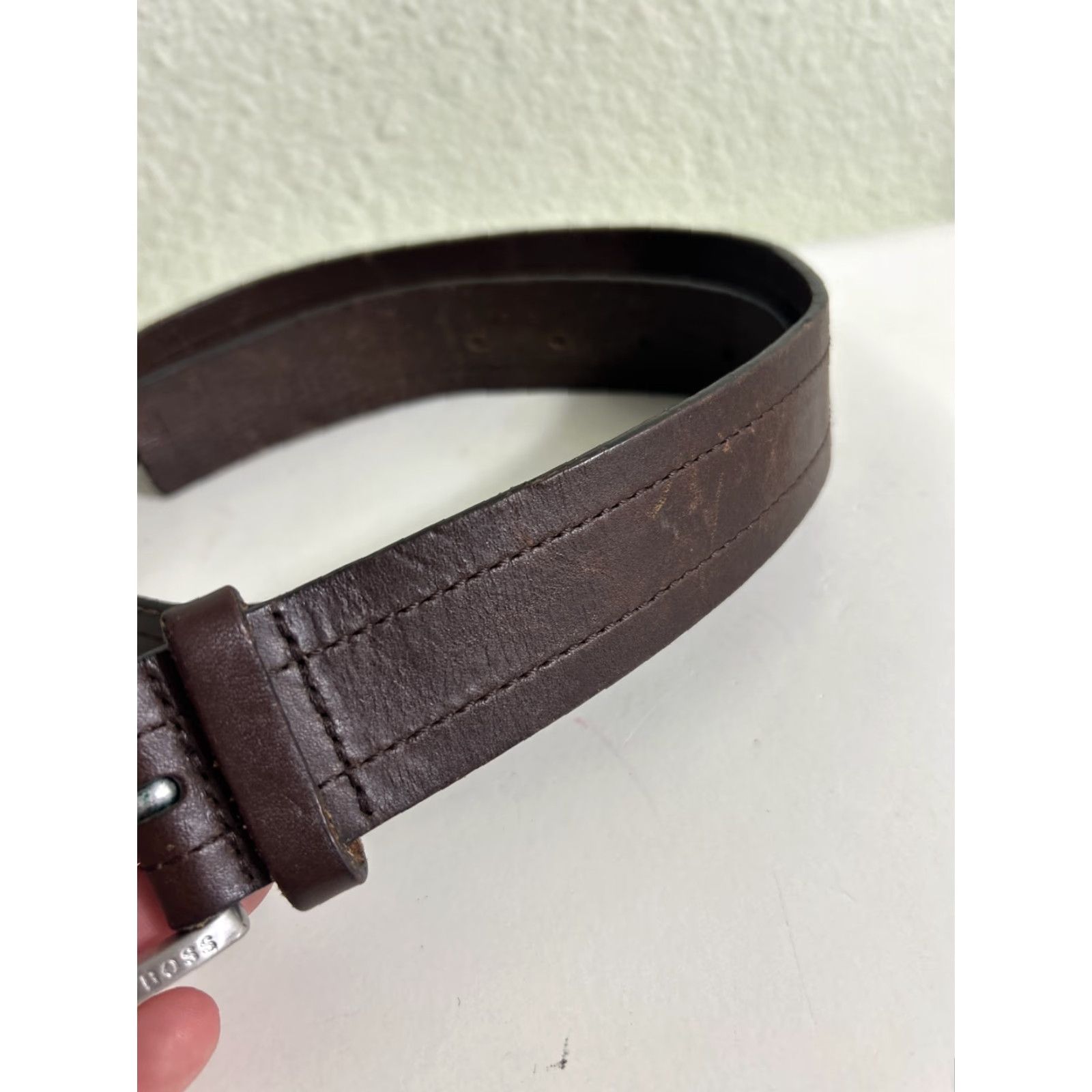 Hugo Boss HUGO BOSS Belt Leather Cow Skin Brown 30 Men Leather Belt Brown Hugo Boss Mens 30 Size 30 - 3 Thumbnail