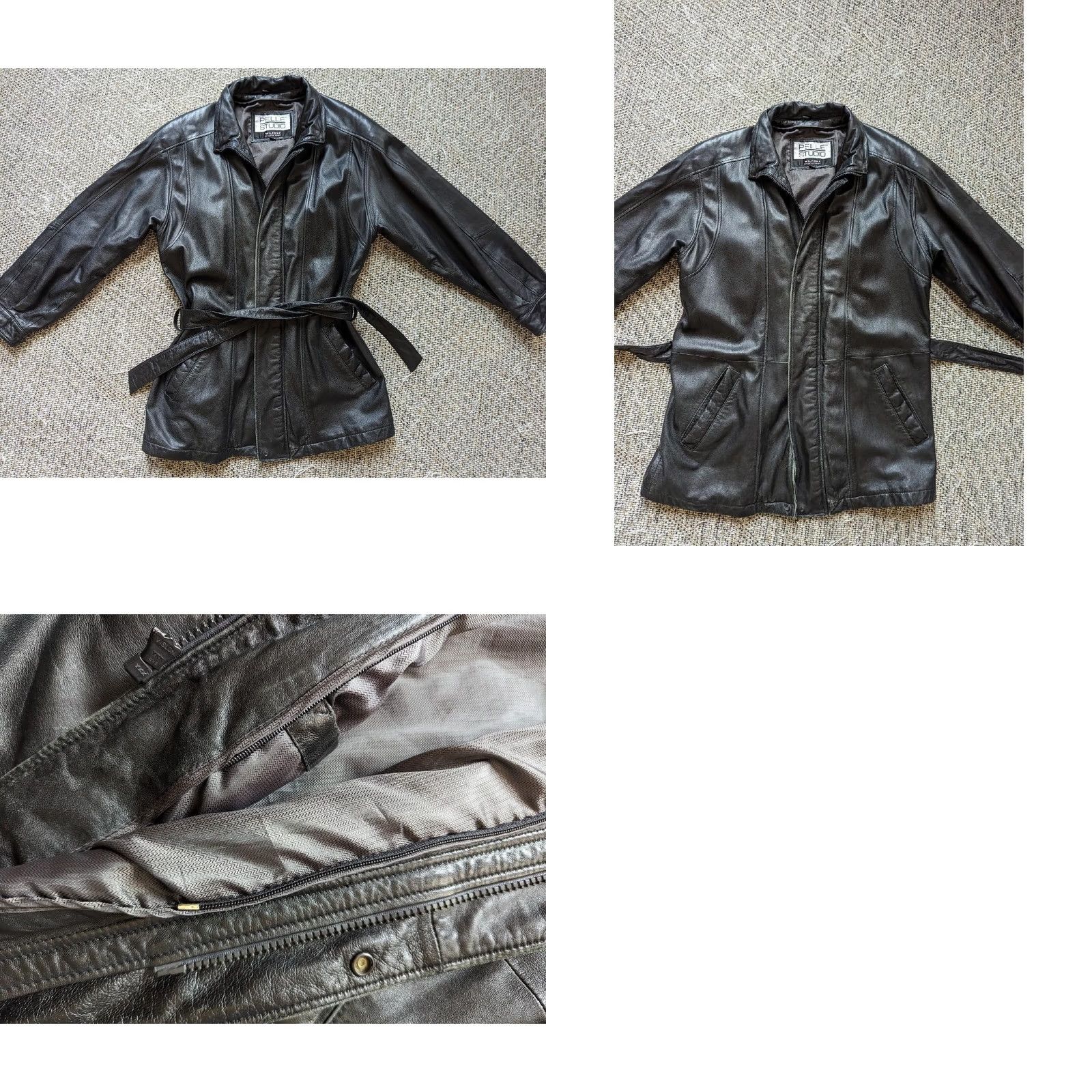 Vintage VINTAGE Wilsons Leather Coat L Leather Coat Mens Black Belted Trenchcoat 1990s 2000s 44in Chest Snap Zip Closure Size US L / EU 52-54 / 3 - 9 Thumbnail