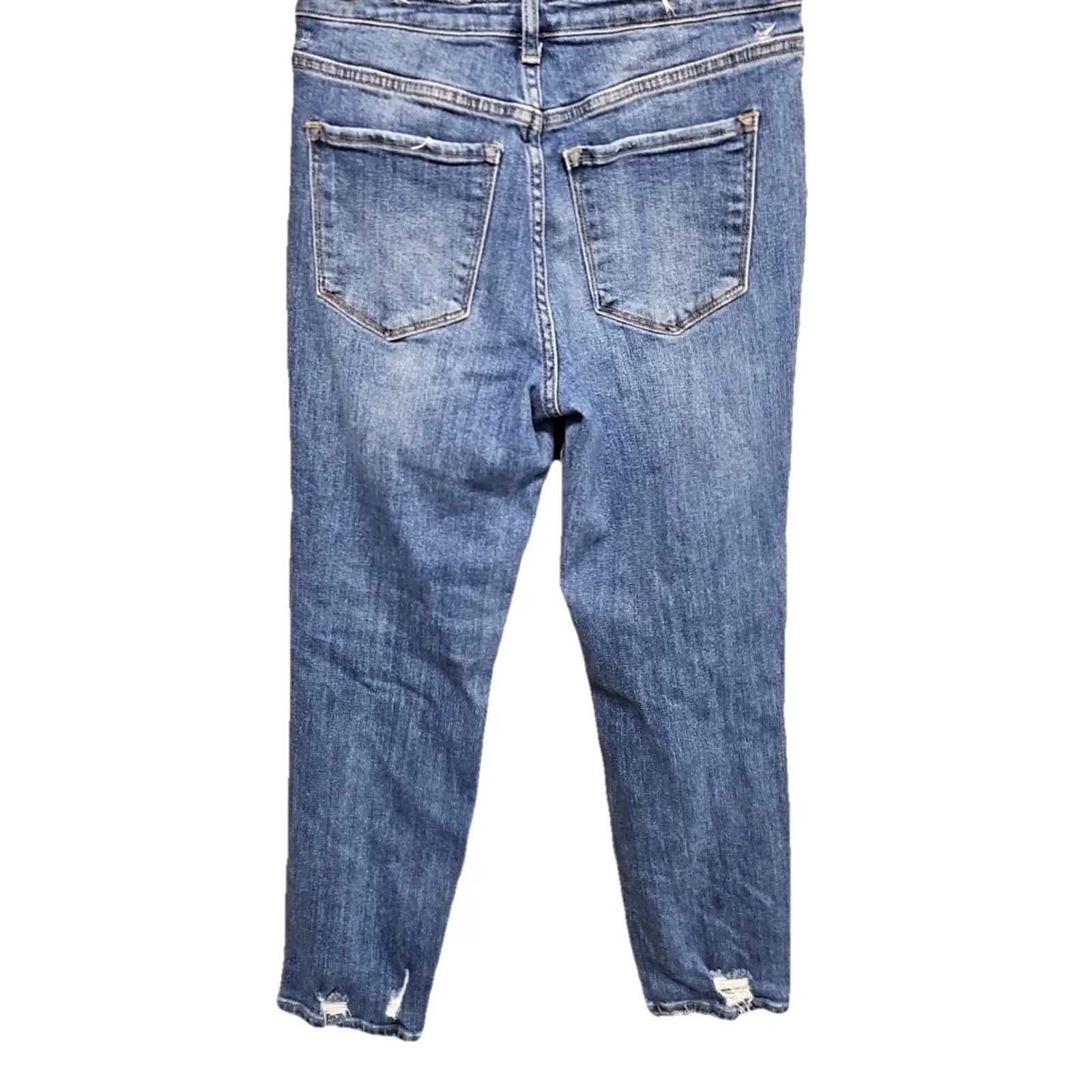 Vintage RISEN Jeans Distressed Mid-Rise Raw Hem Skinny Y2K Women’s Size 7/28 Denim Blue Distressed Regular Rise 28W 26L Jeans Women Size 28" / US 6 / IT 42 - 4 Thumbnail