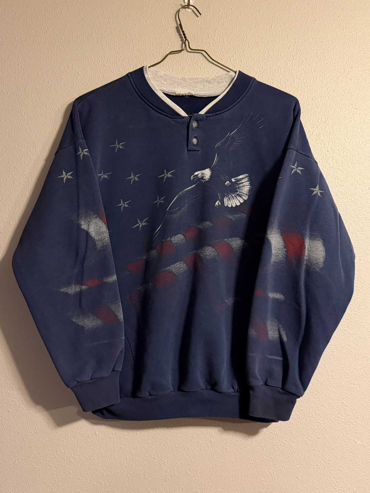 Vintage 90s bald eagle American flag AOP nature crewneck sweatshirt Size US L / EU 52-54 / 3 - 1 Thumbnail