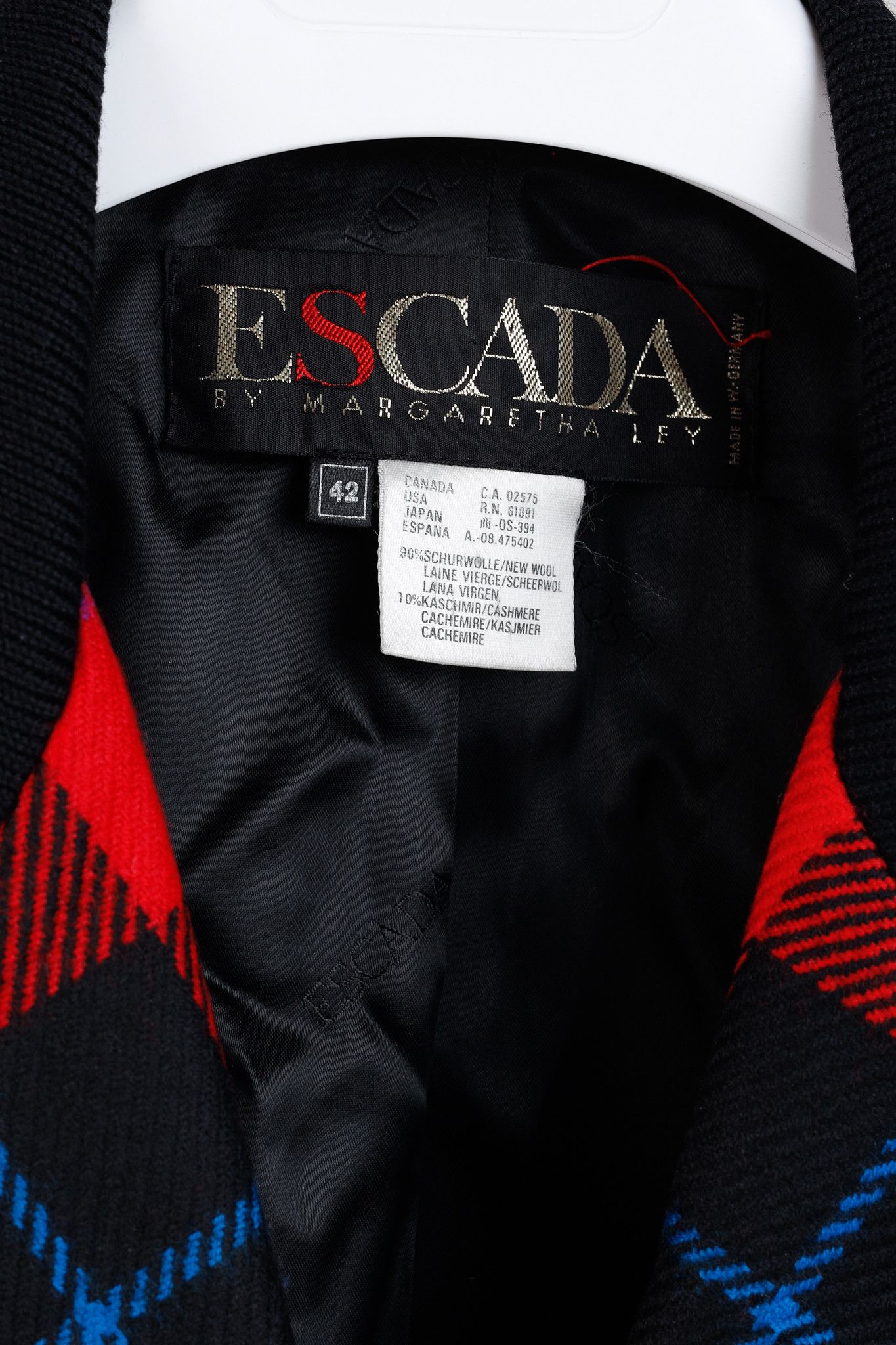 Escada Escada Vintage Red Tartan Single Breasted Tailored Blazer Size L / US 10 / IT 46 - 4 Thumbnail