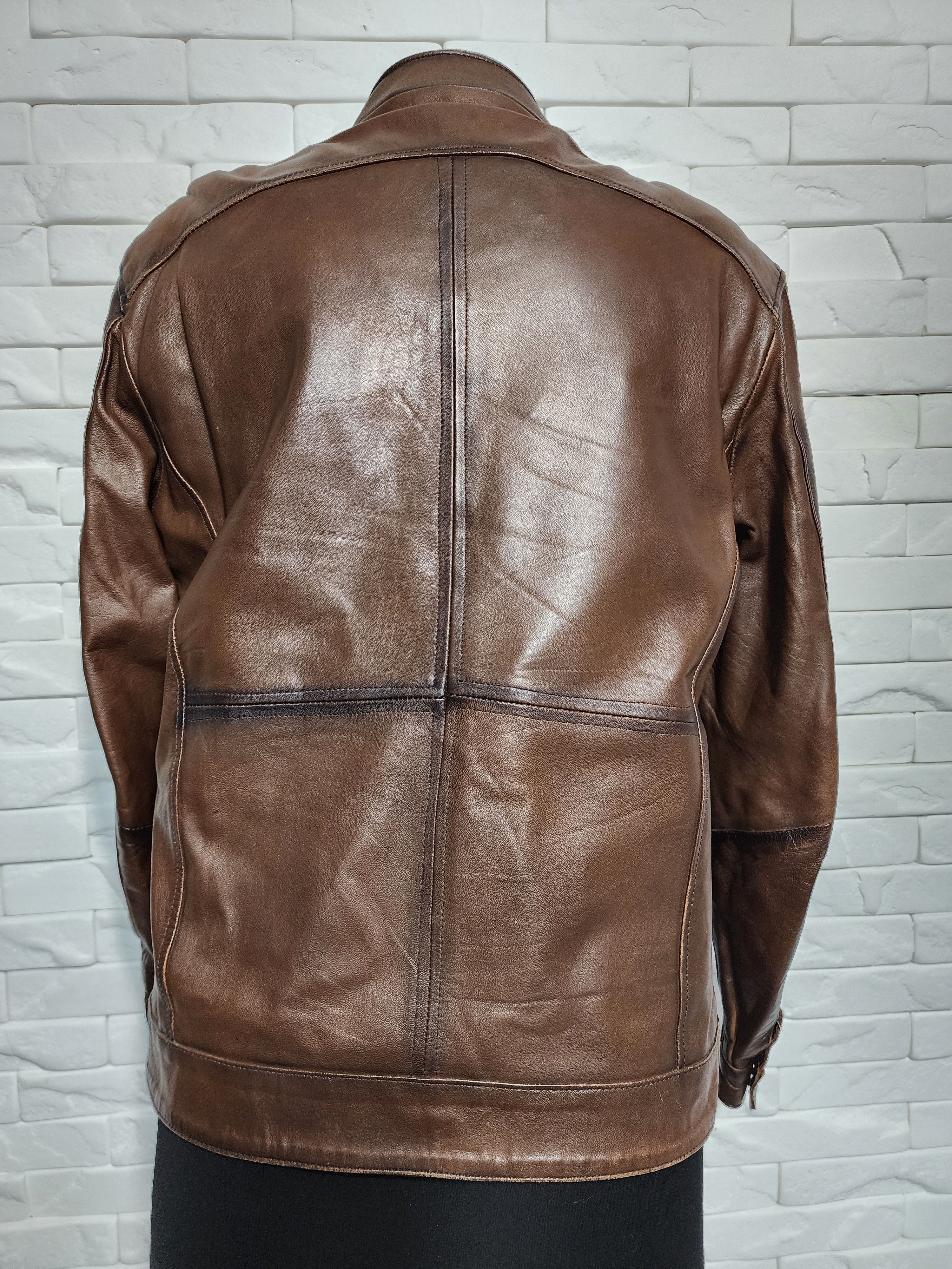 Other Men's Brown Genuine Leather Jacket: Zip Front. Size US S / EU 44-46 / 1 - 4 Thumbnail