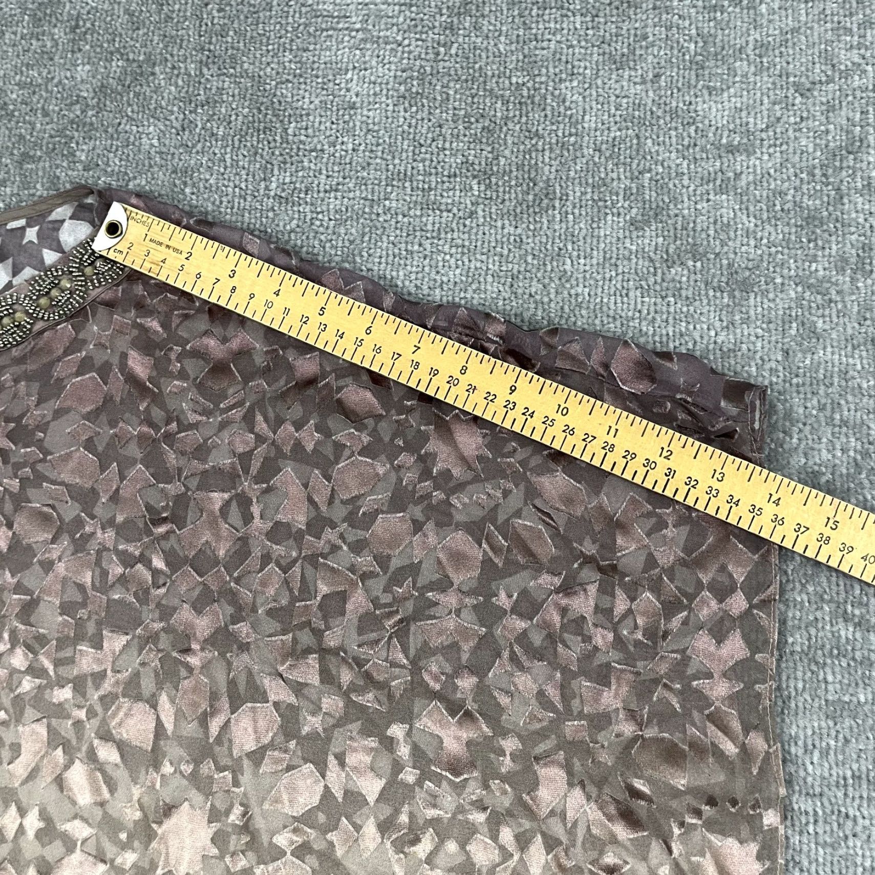 Vintage Hale Bob Silk Velvet Blouse Womens Medium Beaded Casual Geometric Short Sleeve Brown Size M / US 6-8 / IT 42-44 - 7 Thumbnail