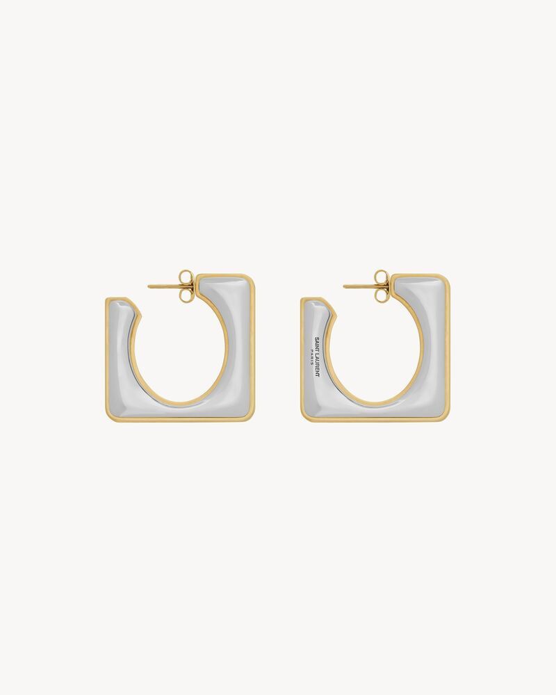 Saint Laurent Paris o1s1wg110126 788138 Size: OS / Split Square Hoop Earrings Size ONE SIZE - 1 Thumbnail