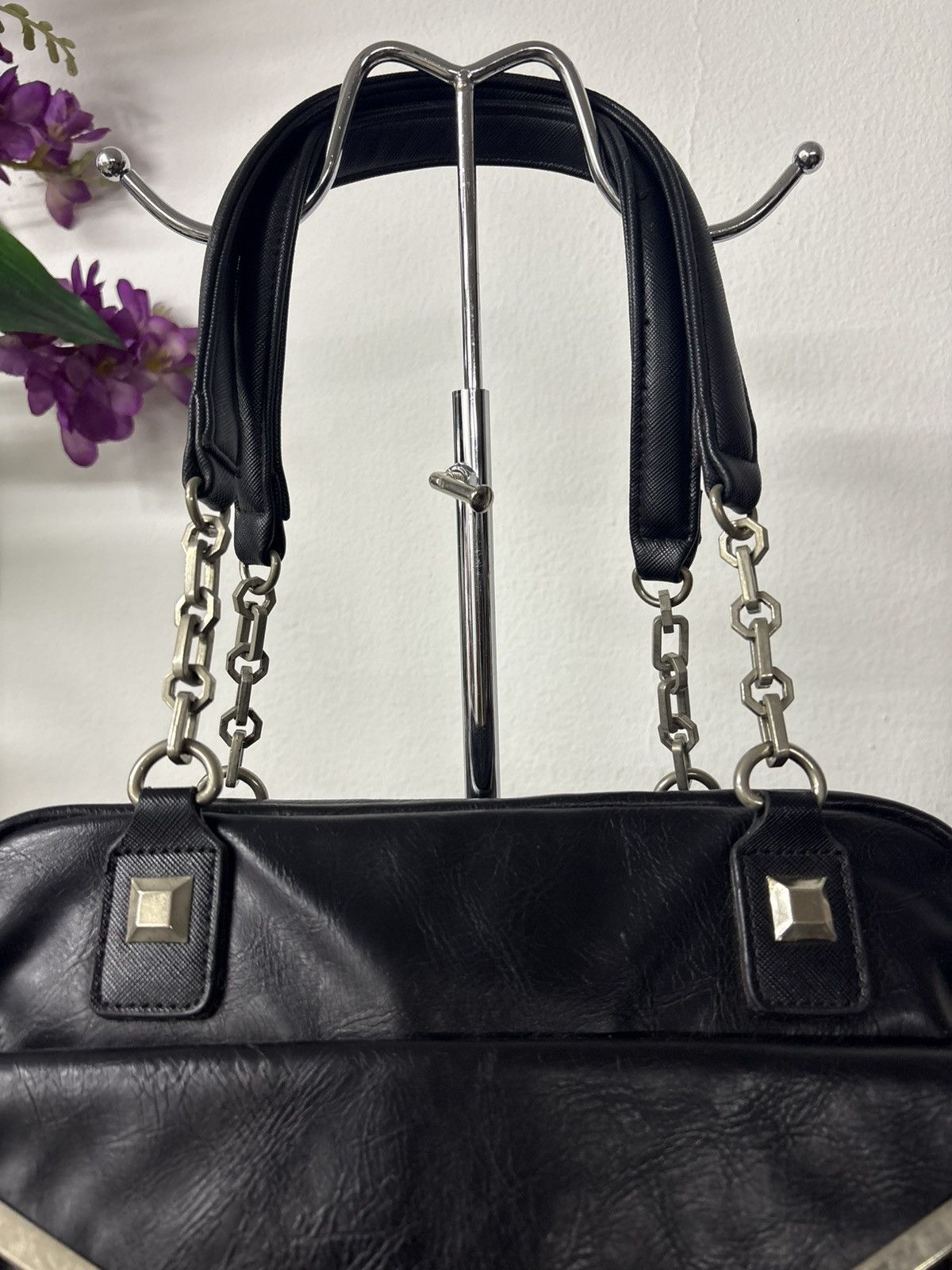 14th Addiction Mademoiselle Stud Y2k Chain Bag Real Leather Enamel Black Size ONE SIZE - 6 Thumbnail