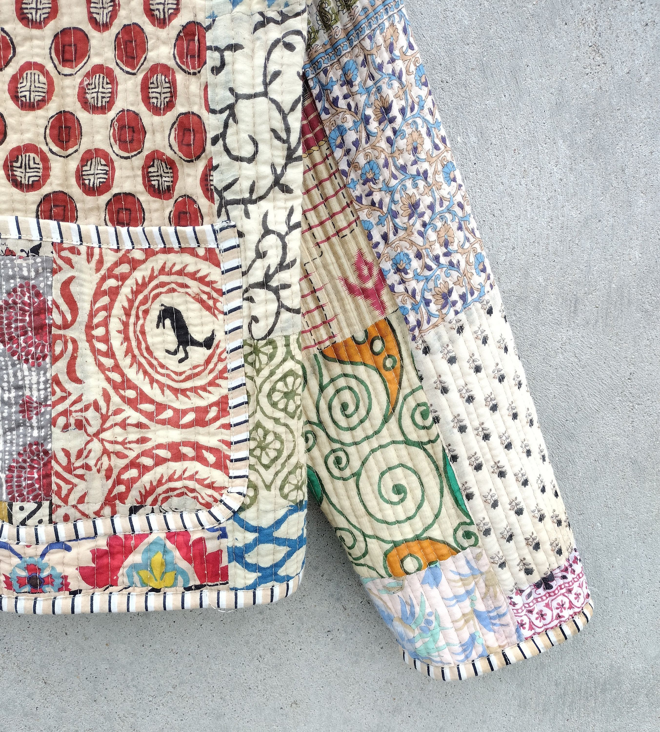 Handmade Patchwork Jacket, Quilted Jackets, Vintage Jackets Size M / US 6-8 / IT 42-44 - 7 Thumbnail