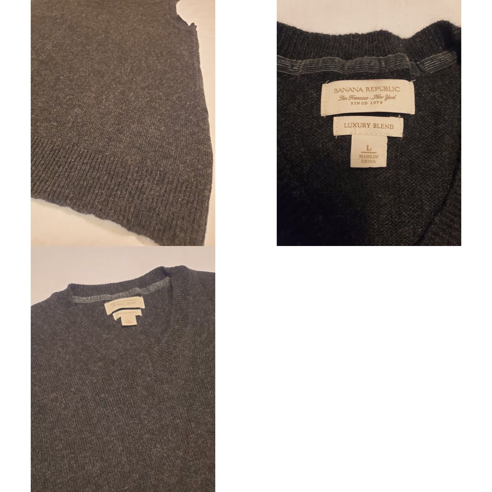 Banana Republic Banana Republic Vest Mens L Dark Gray Angora Cashmere Cotton Knit V-Neck Sleeveless Regular Fit Wool Blend Luxury Size US L / EU 52-54 / 3 - 9 Thumbnail