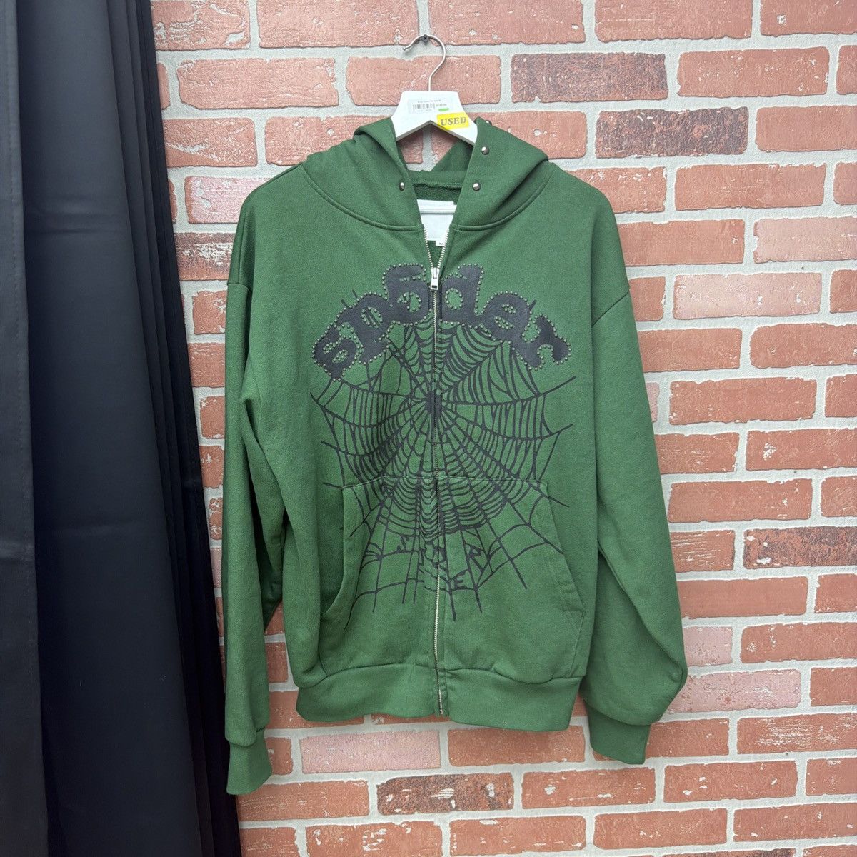 Sp5der Sp5der Worldwide GreenZip Up Studded Hoodie Size M Worn Once Size US M / EU 48-50 / 2 - 1 Thumbnail