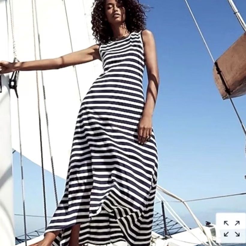 J.Crew J.Crew Maxi Dress Striped Sleeveless Navy White Sz PXXS Navy White Striped Maxi Dress Casual Travel Women Sleeveless Navy White PXXS Size S / US 4 / IT 40 - 4 Thumbnail
