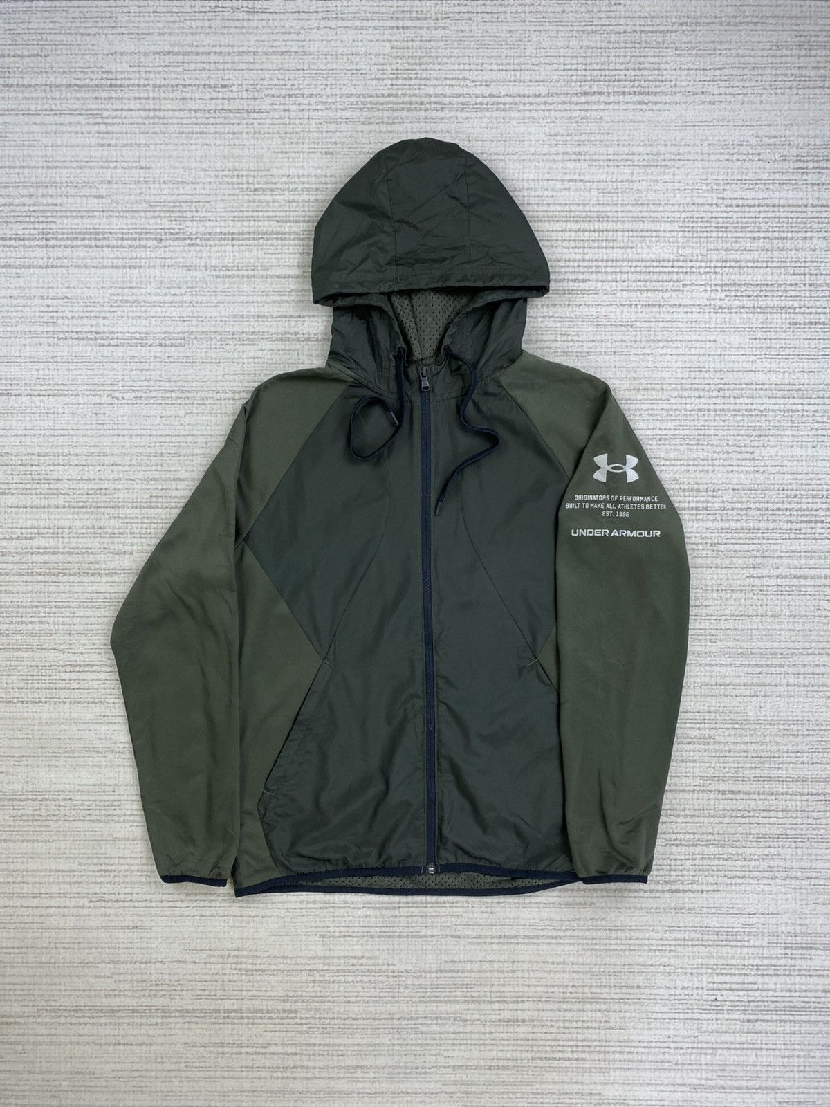Japanese Brand × Under Armour × Vintage Vintage Under Armour Rare Green Army Fullzip Hoodie Jacket Size US M / EU 48-50 / 2 - 1 Thumbnail