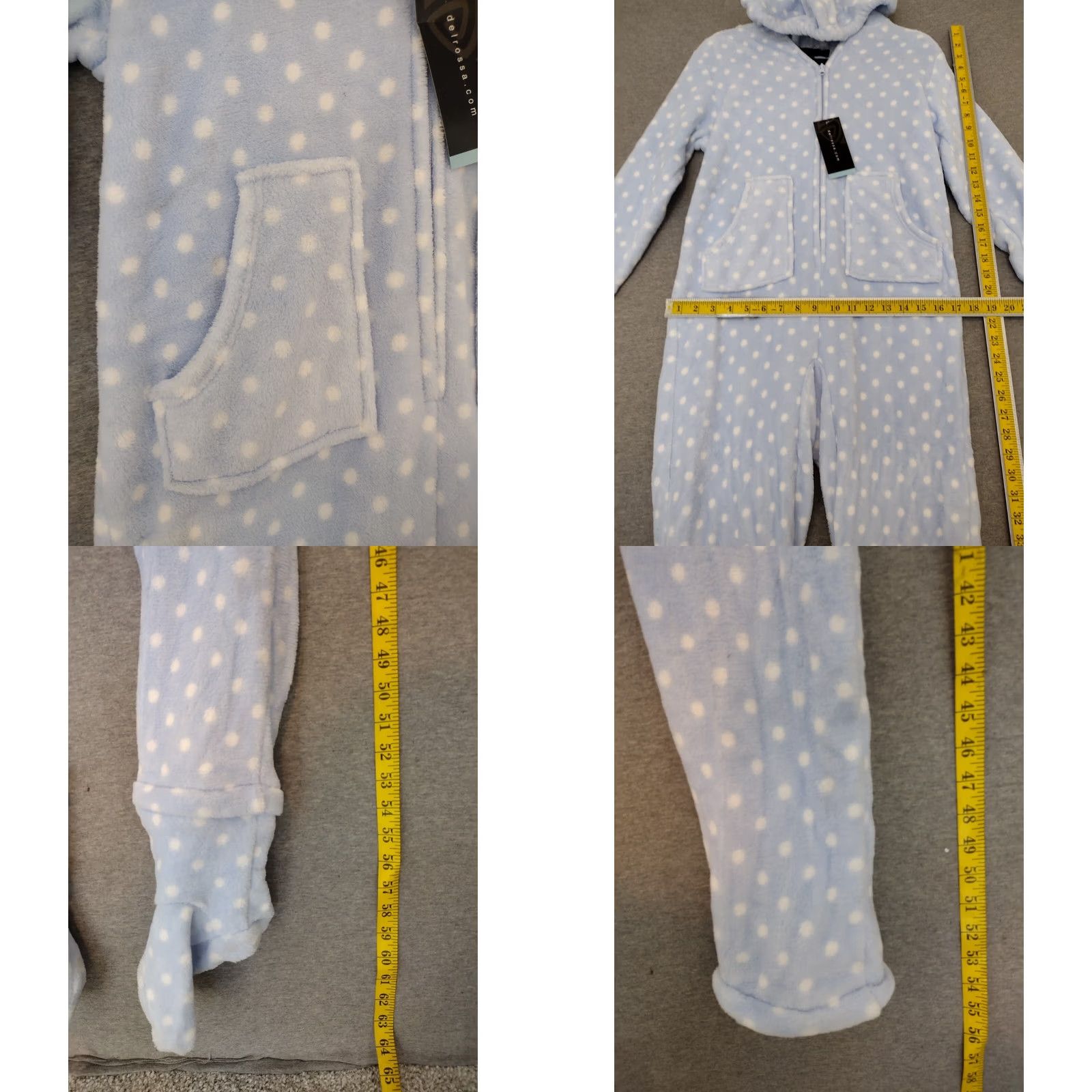 Vintage Alexander Del Rossa Women's Fleece One Zee Hooded Footed Pajamas Blue XS Size ONE SIZE - 8 Thumbnail