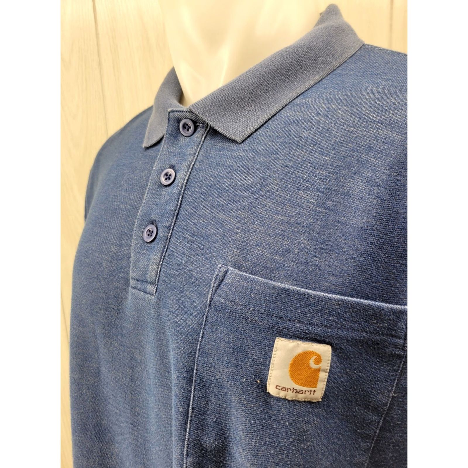 Carhartt Carhartt K570 Mens XL REG Blue Short Sleeve Polo Shirt Work Casual Pocket Shirt Size US XL / EU 56 / 4 - 4 Thumbnail