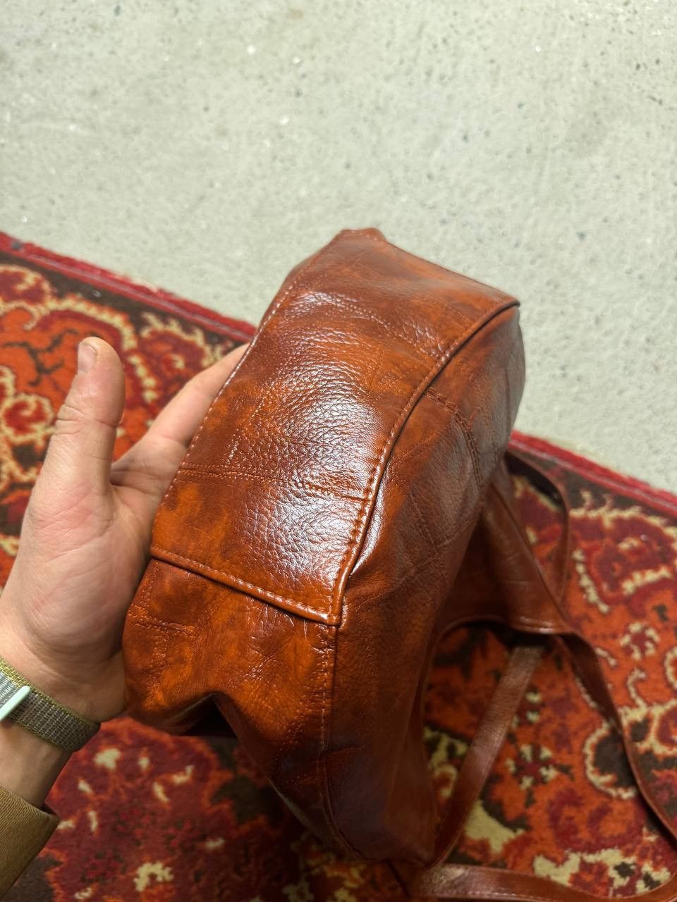 Japanese Brand × Vintage JINGPIN Piju Purse Mocha Pebbled Faux Leather Shoulder Bag Size ONE SIZE - 8 Thumbnail