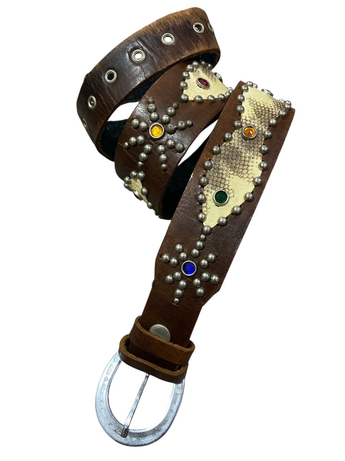 If Six Was Nine Vintage studded snake skin leather belt Size ONE SIZE - 1 Thumbnail