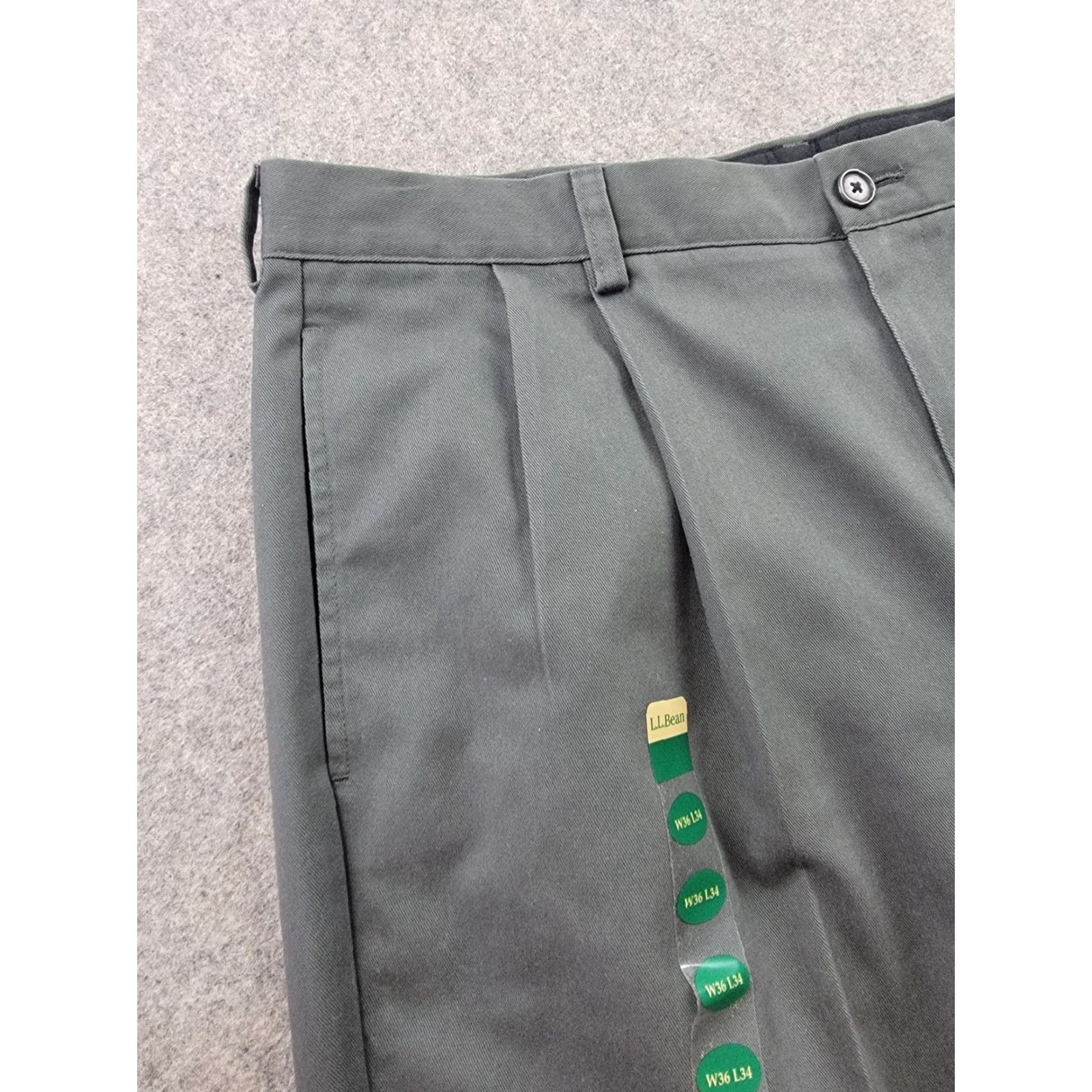 Vintage LL Bean Pants Mens 36x34 Gray Chino Pleated 100% Cotton NWT Double L Size US 36 / EU 52 - 2 Thumbnail