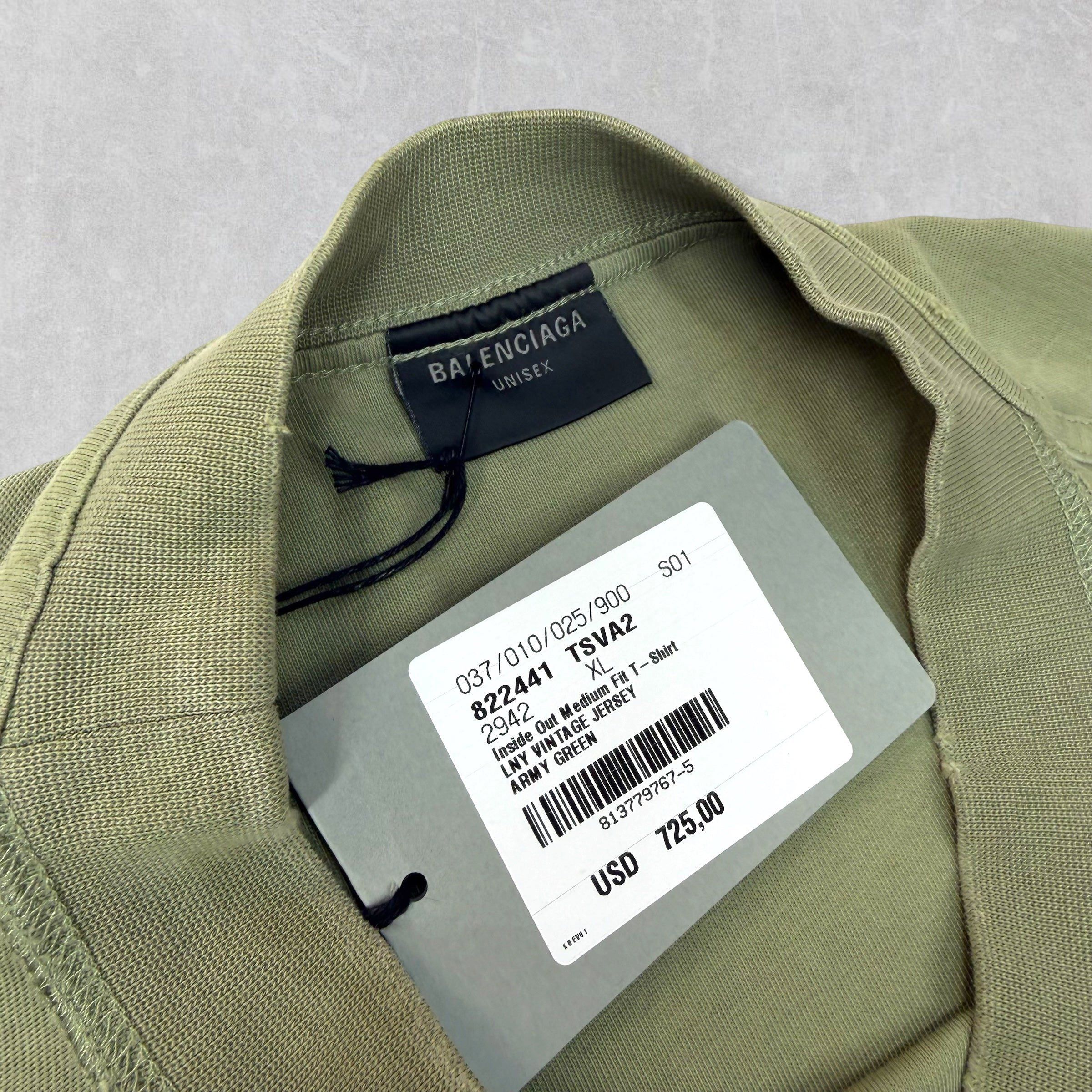 Balenciaga Balenciaga Inside Out Army Green Tee XL Size US XL / EU 56 / 4 - 4 Thumbnail