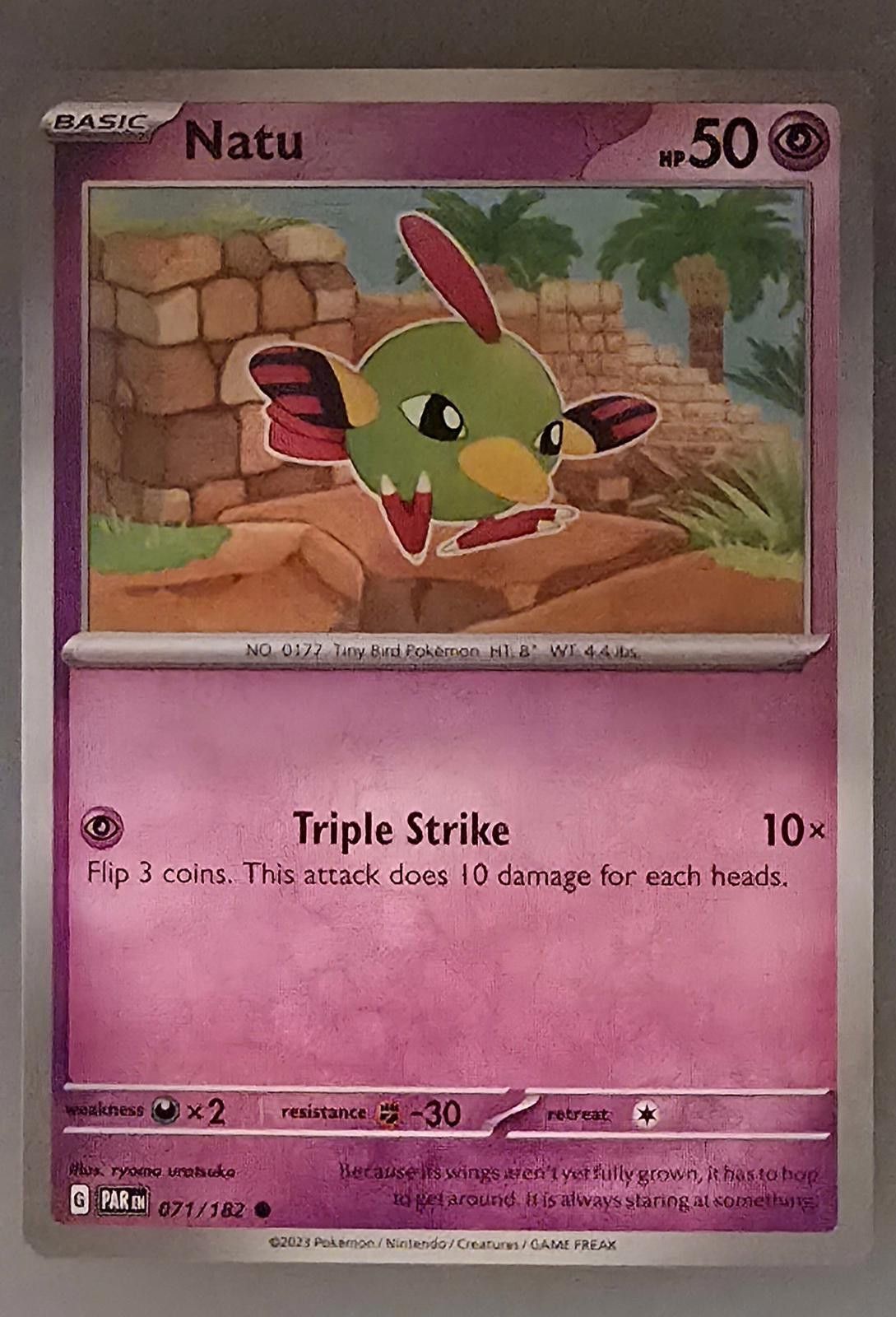Pokemon Natu - SV04: Paradox Rift Reverse Holo Pokémon card. Size ONE SIZE - 1 Thumbnail