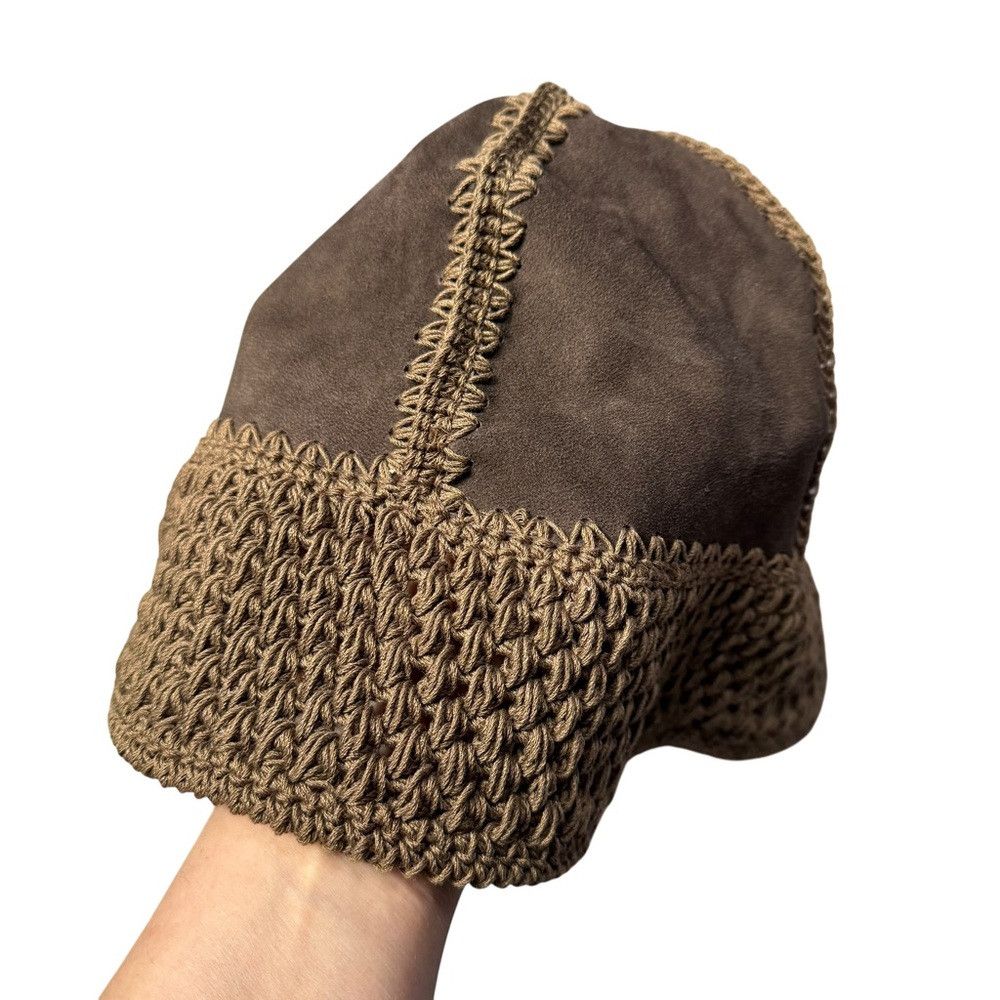 Anthropologie New Anthropologie Suede Crochet Bucket Hat Size ONE SIZE - 6 Thumbnail
