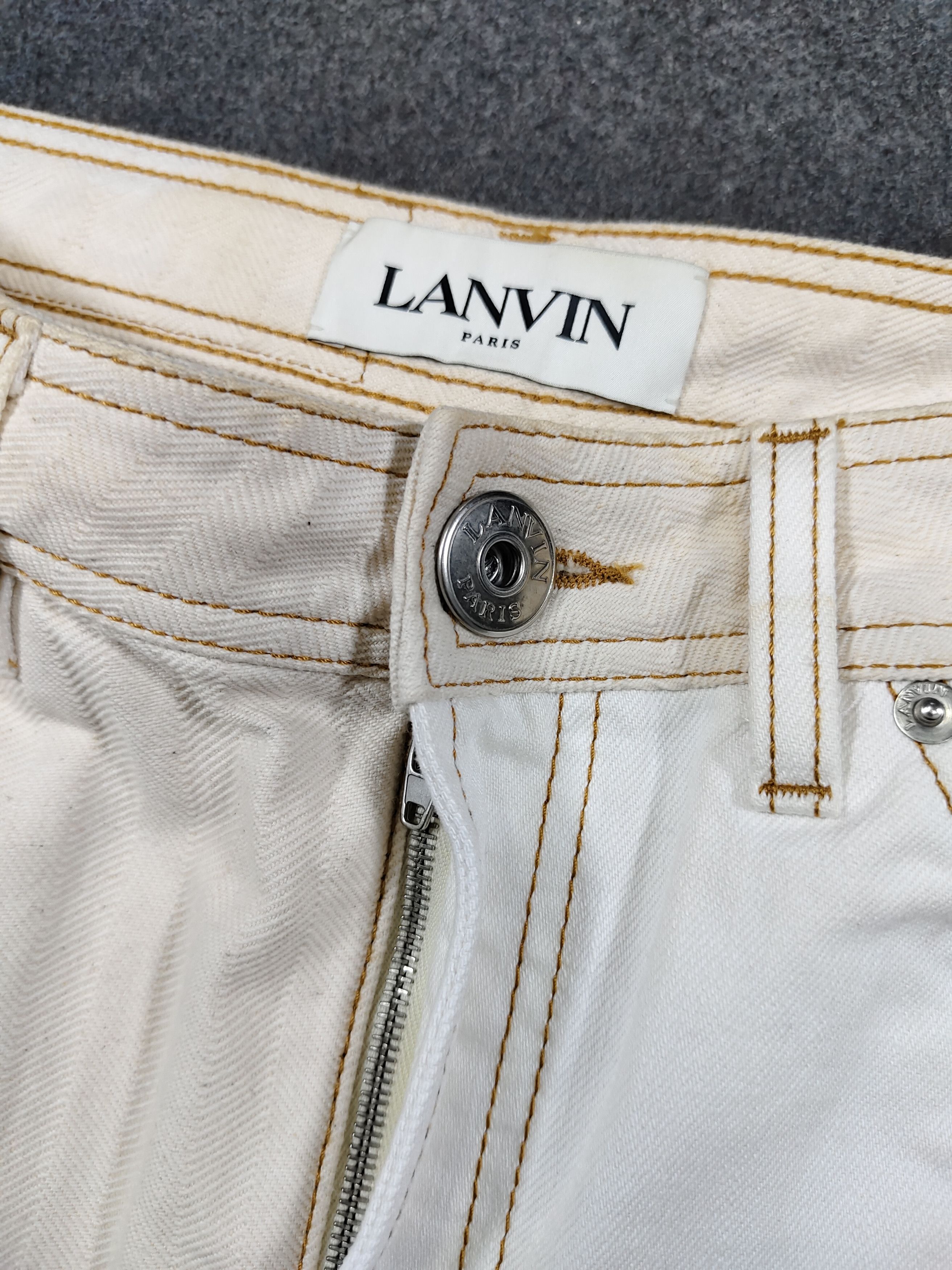 Lanvin LANVIN- Panel Cropped Carpenter Utility Leather Pocket Jeans Size 31" - 6 Thumbnail