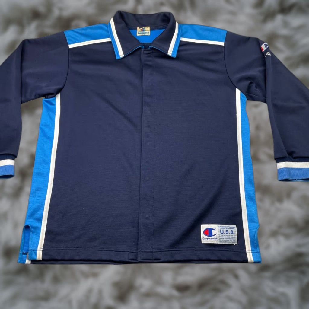 Champion VINTAGE Champion Jaspo Men’s Full Zip Kanji Track Jacket Blue USA Medium Size US M / EU 48-50 / 2 - 1 Thumbnail