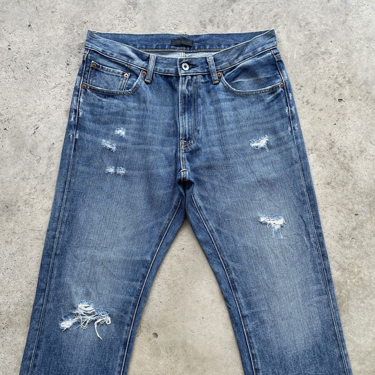 Japanese Brand Vintage Japanese Jeans Distressed Faded Denim Pants W33x30 Size US 33 - 3 Thumbnail