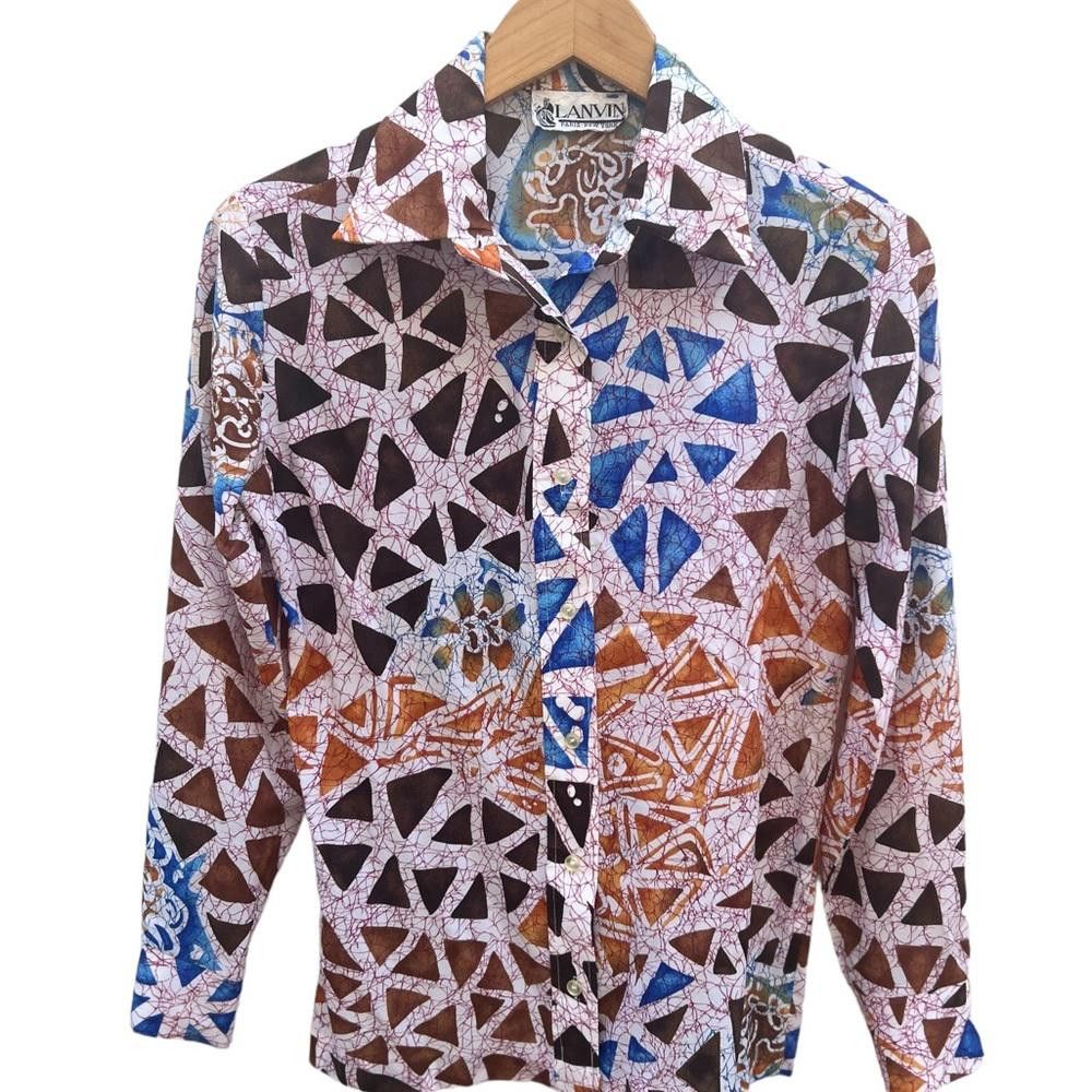 Lanvin Lanvin Vintage Geometric Print Button Down Shirt Size Small Size S / US 4 / IT 40 - 1 Thumbnail