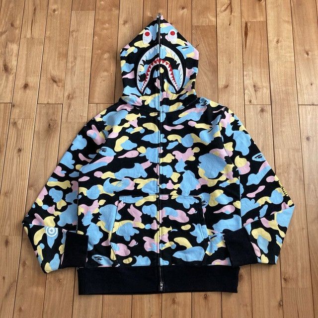 Bape BAPE Multi Camo 2nd Shark Full Zip Hoodie CANDY CAMO APE Size US M / EU 48-50 / 2 - 1 Thumbnail