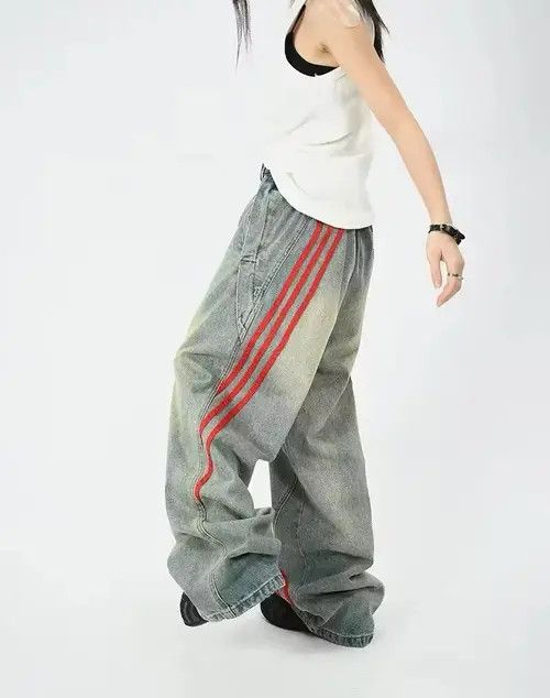 Japanese Brand Kimijima x Kumi Striped Quilted Distressed Jean Size US 29 - 6 Thumbnail