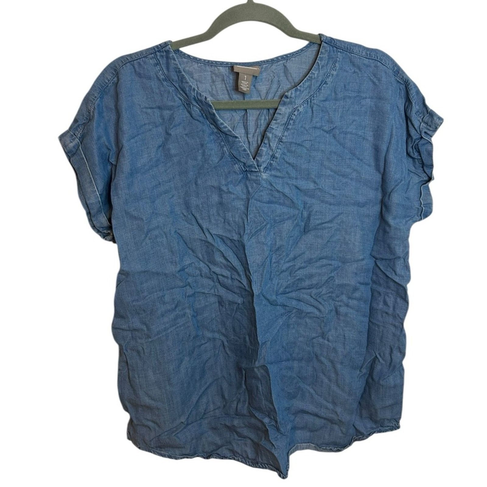 Chicos Chico’s Chambray Popover Blouse Size M / US 6-8 / IT 42-44 - 1 Thumbnail