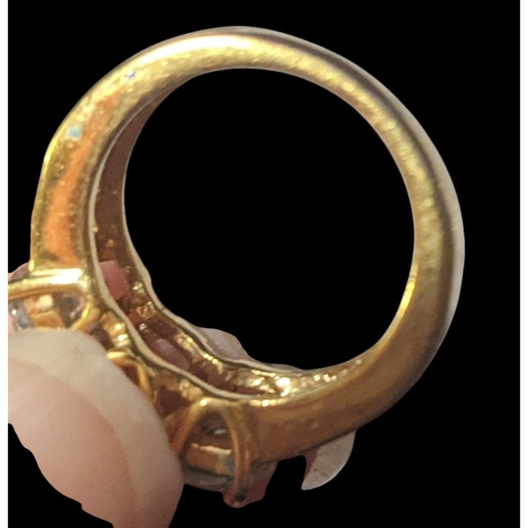 Other Glamorous Bright Gold Tone Large Three Stone Cubic Zirconia Size ONE SIZE - 14 Thumbnail