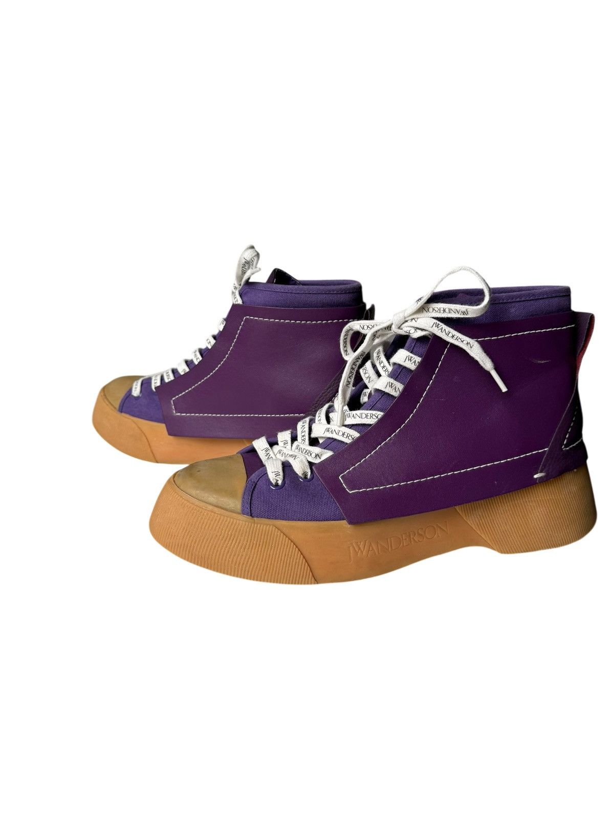 JW Anderson Paneled High Top Sneakers in Purple