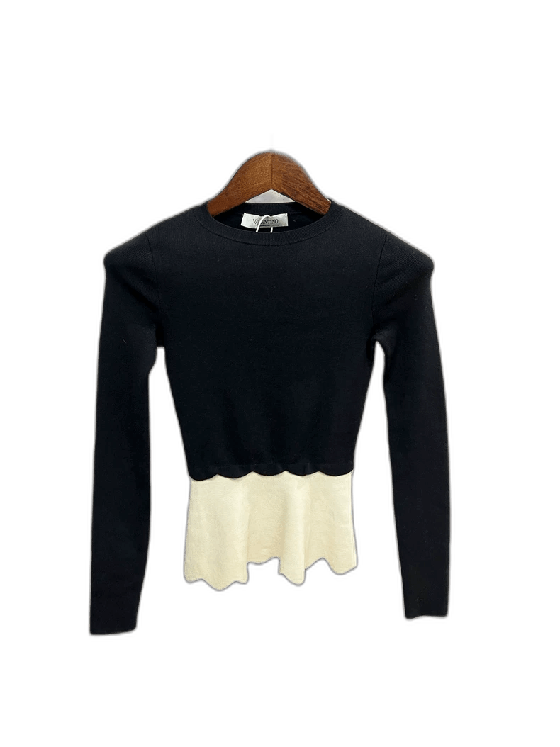 Valentino Valentino Long Sleeve Knit Top with Contrast Hem-yf Size US XS / EU 42 / 0 - 1 Thumbnail