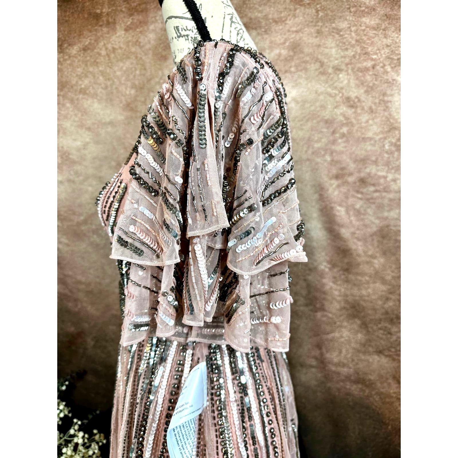 Other Mac Duggal Embellished Layered Sleeve Gown Vintage Rose 4 Size S / US 4 / IT 40 - 12 Thumbnail