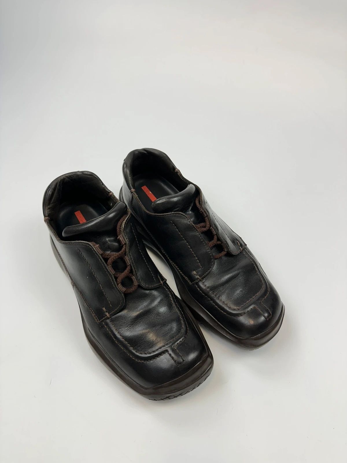 Prada Prada Sport FW1999 Black Leather Derby Vibram Puddle Sole Size US 9.5 / EU 42-43 - 4 Thumbnail