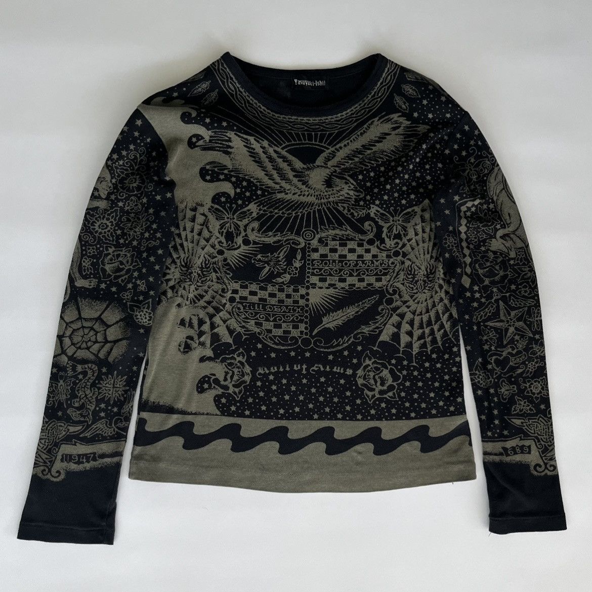 image of Yasuyuki Ishii 2000's Tattoo Longsleeve Tee in Black, Men's (Size Small)