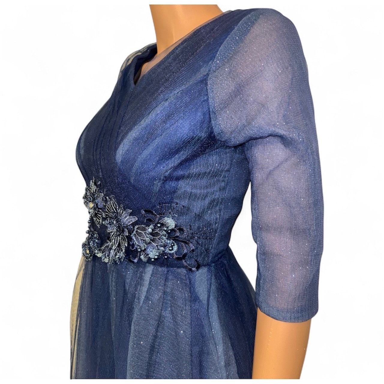 The Unbranded Brand NWT Navy Glitter Blue Formal Gown Size ONE SIZE - 6 Thumbnail