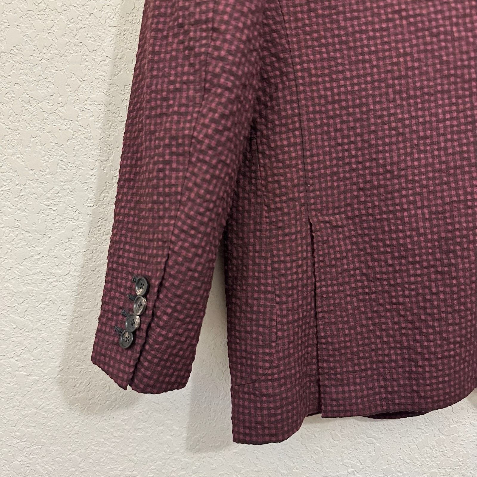 Ermenegildo Zegna ERMENEGILDO ZEGNA Seersucker Blazer Unlined Wool Silk Size 52R - 6 Thumbnail