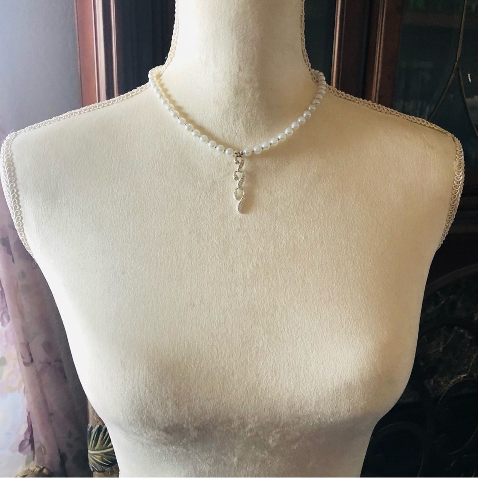 Handmade Handcrafted repurpose fancy stone dangle Pearl necklace Size ONE SIZE - 5 Thumbnail