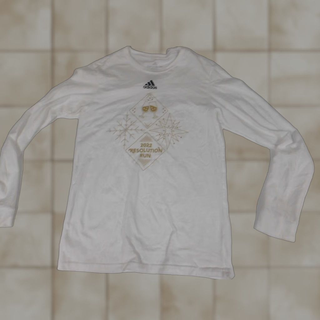 Adidas Adidas Mens Shirt XS White 2022 resolution run Long Sleeve V-Neck Cotton Logo T-Shirt 90s University Mens Size US XS / EU 42 / 0 - 1 Thumbnail