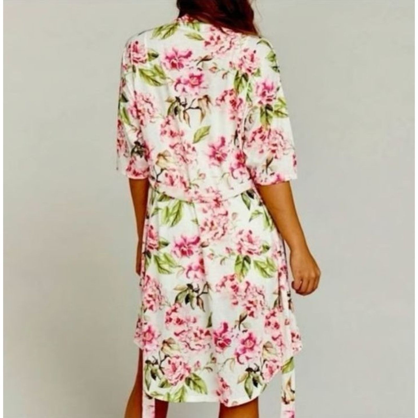 Show Me Your MuMu Show Me Your Mumu Floral Kimono Robe Polyester Pink & Green Size ONE SIZE - 6 Thumbnail