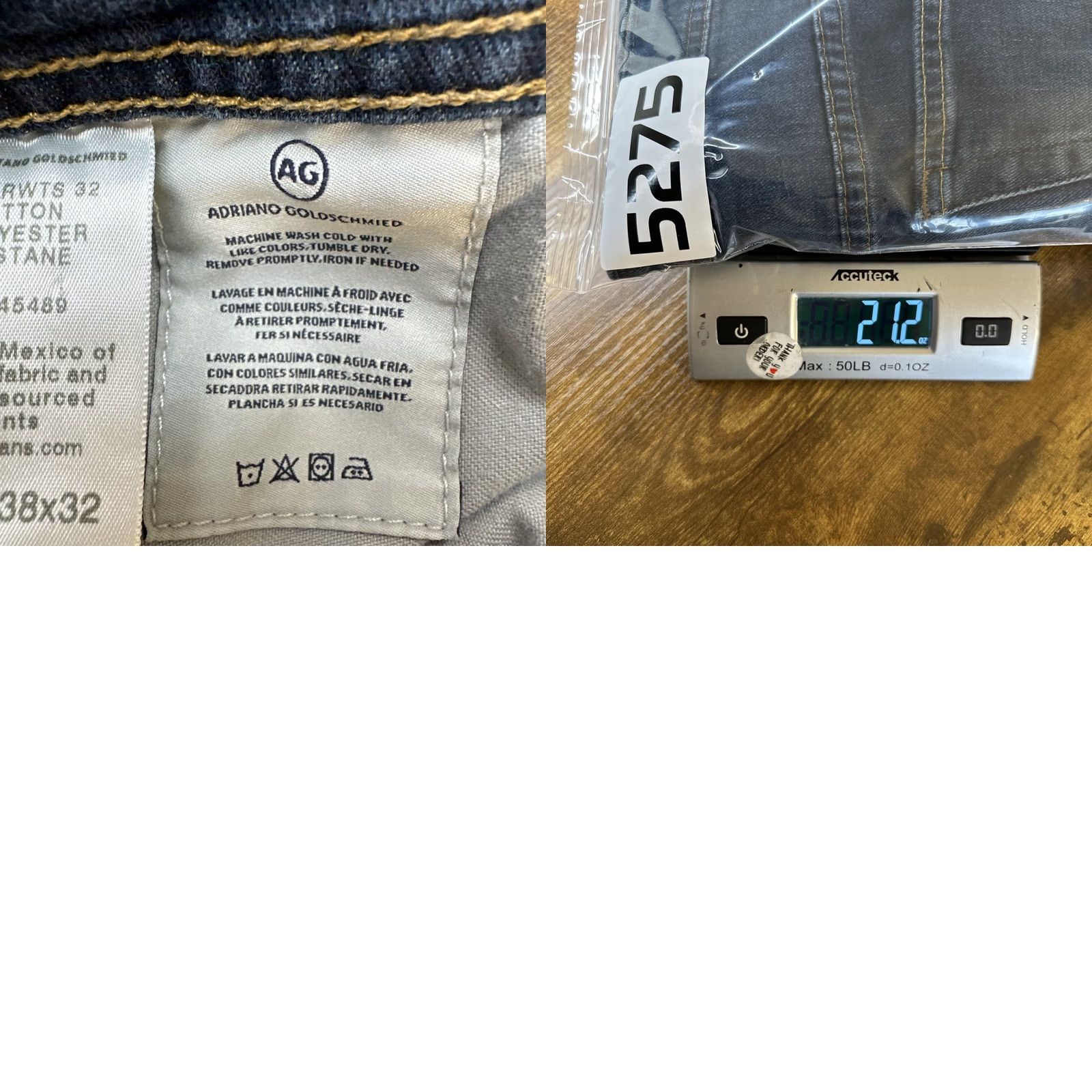 Denime AG Denim 360 The Everett Slim Straight Jeans 38x32 Mens Blue Size US 38 / EU 54 - 9 Thumbnail