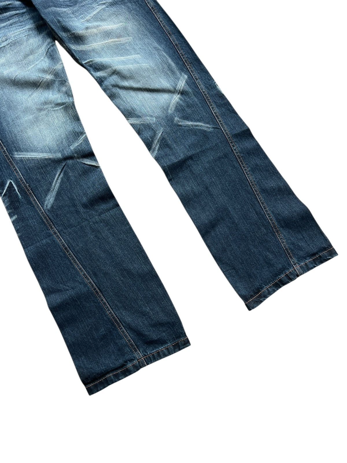 Japanese Brand Double Focus 🇯🇵 Double Waist Asymmetrical Denim Light Flare Size US 33 - 4 Thumbnail