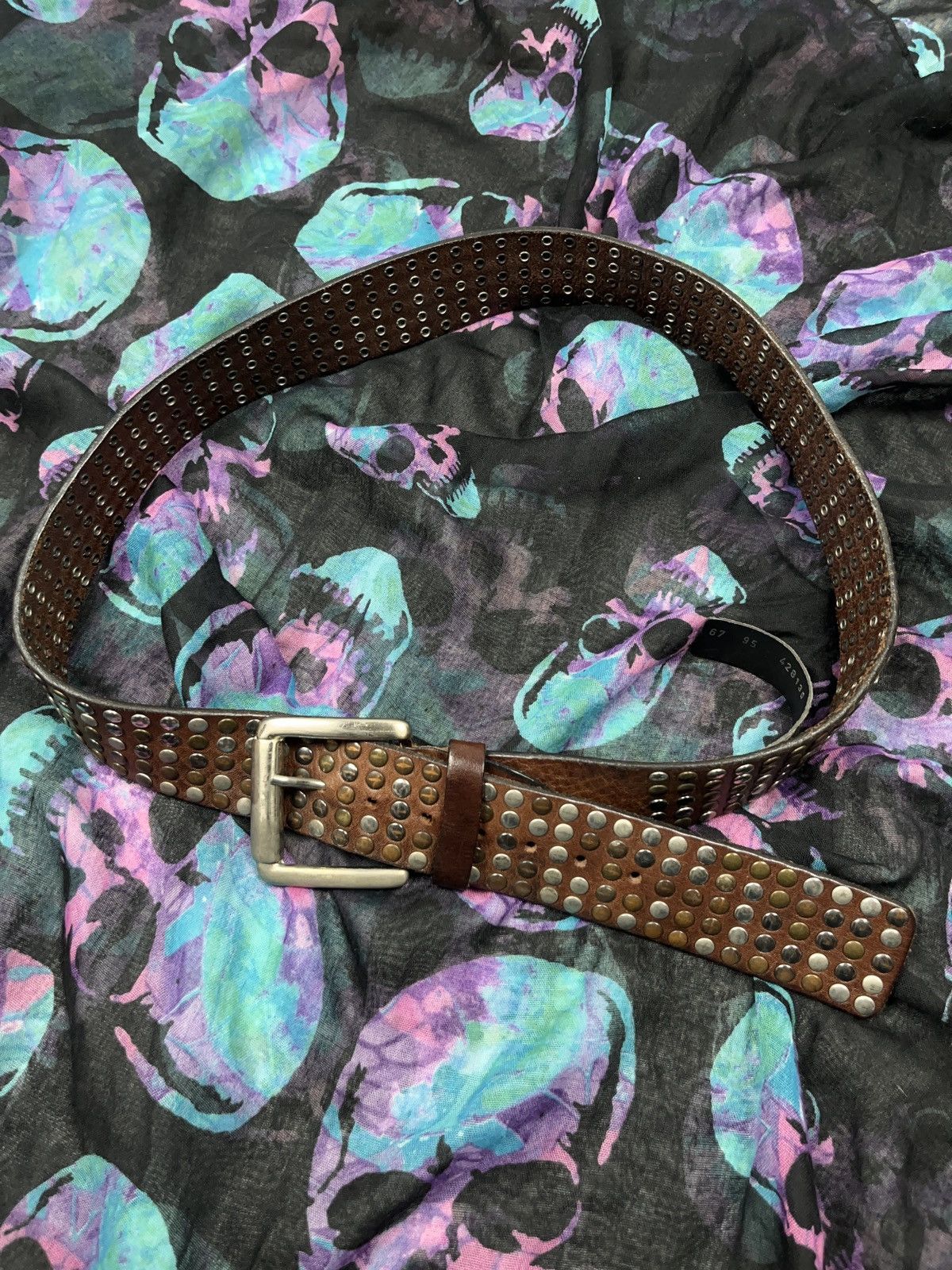 Japanese Brand Vintage Ego Ism Studded Leather Belt Handmade in Italy Size ONE SIZE - 5 Thumbnail