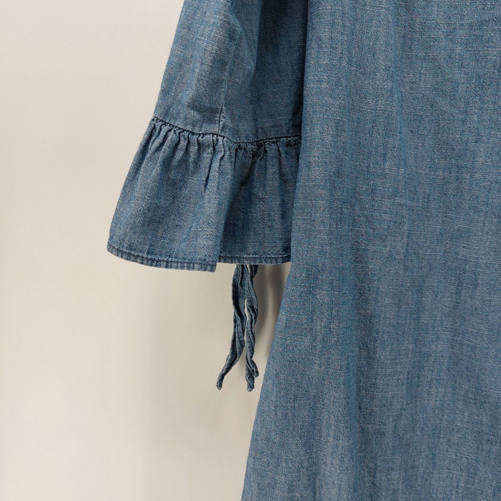J.Crew J Crew Blue Denim Dress Size 2 Bell Sleeves V-Neck Spring Size XS / US 0-2 / IT 36-38 - 5 Thumbnail