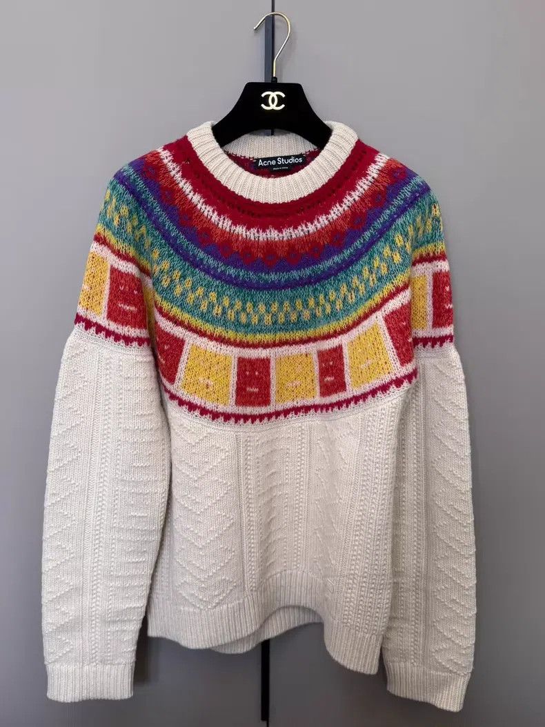 Acne Studios Acne Studios Rainbow Fair Isle Smile Motif Wool Sweater Size S / US 4 / IT 40 - 1 Thumbnail